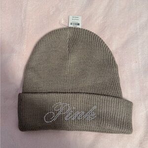 NWT PINK Victoria's Secret Taupe Knit Beanie
